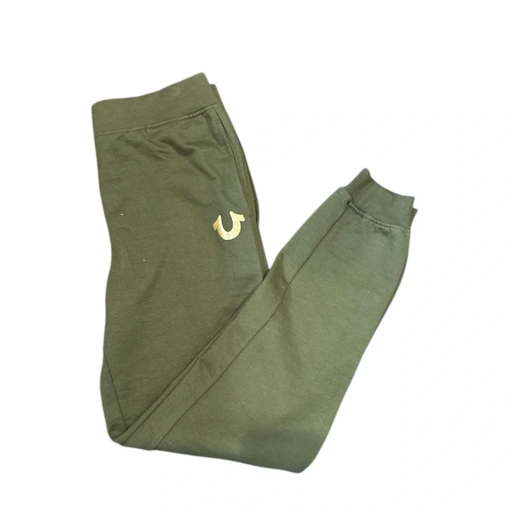 True Religion Logo Branded Joggers.  OD Green.